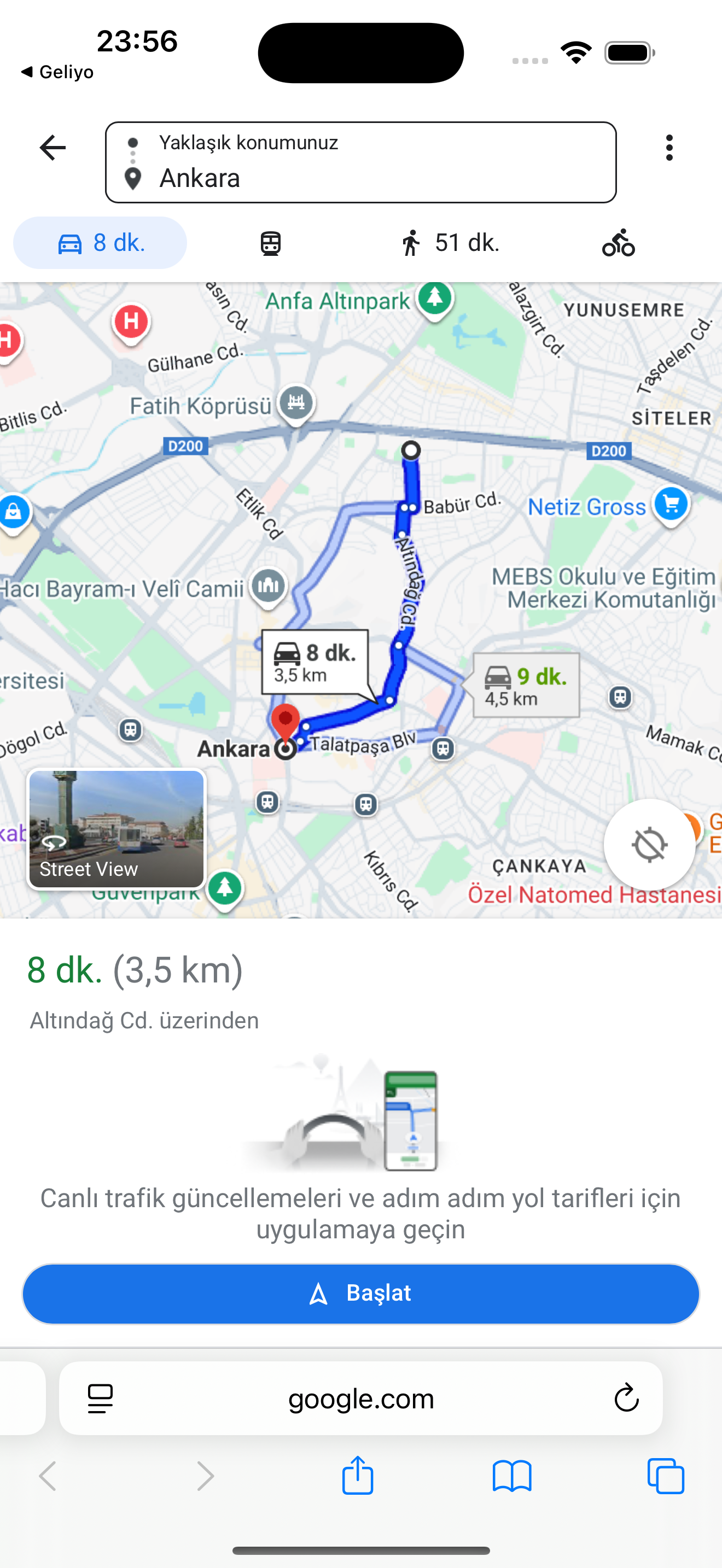 Google Maps Yönlendirme Sayfası
